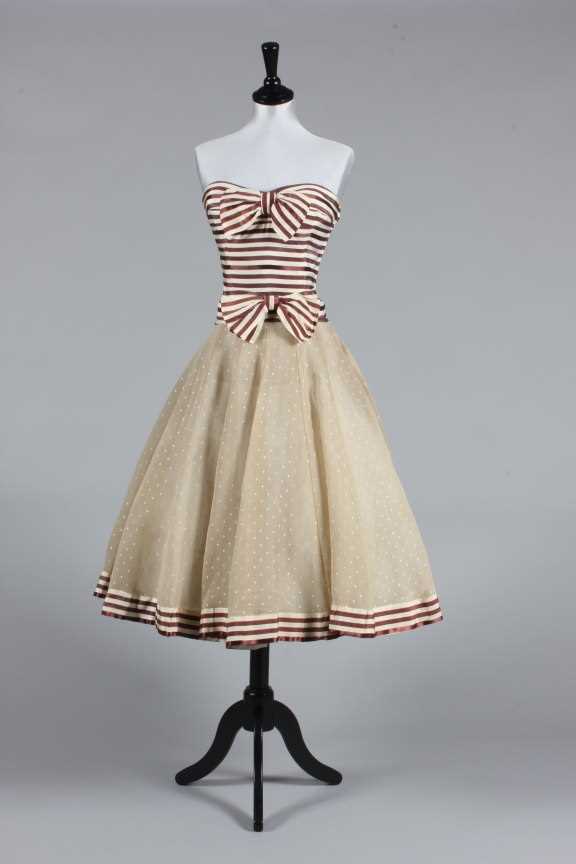 Lot 87 - A Chanel couture striped satin cocktail dress, Lot 87 - A Chanel couture striped satin cocktail dress,