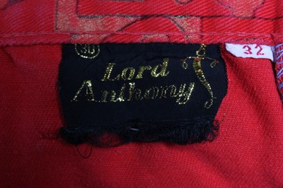 Lot 395 - A pair of Lord Anthony red denim 'flower power'...