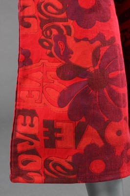 Lot 395 - A pair of Lord Anthony red denim 'flower power'...