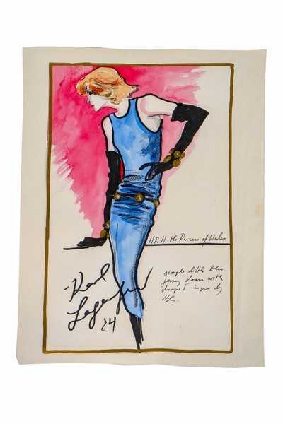 Lot 18 - Karl Lagerfeld fashion sketch for a Princess...