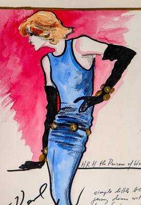 Lot 18 - Karl Lagerfeld fashion sketch for a Princess...