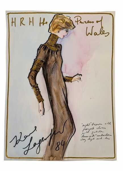 Lot 19 - Karl Lagerfeld fashion sketch for a Princess...
