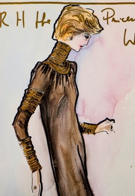 Lot 19 - Karl Lagerfeld fashion sketch for a Princess...