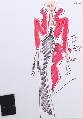 Lot 187 - Hubert de Givenchy couture fashion sketches,...