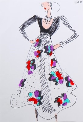 Lot 187 - Hubert de Givenchy couture fashion sketches,...