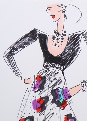Lot 187 - Hubert de Givenchy couture fashion sketches,...