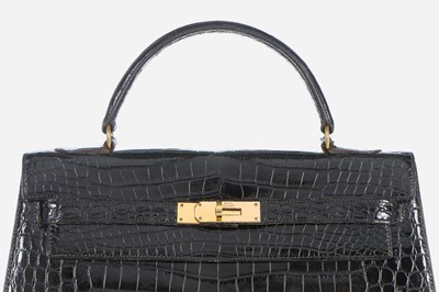 Lot 12 - An Hermès black crocodile Kelly bag, circa...