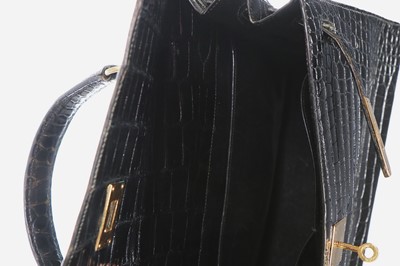 Lot 12 - An Hermès black crocodile Kelly bag, circa...