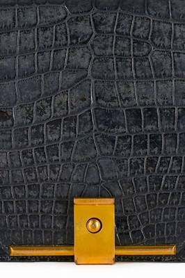 Lot 3 - An Hermès black crocodile handbag, 1960s,...