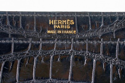 Lot 3 - An Hermès black crocodile handbag, 1960s,...