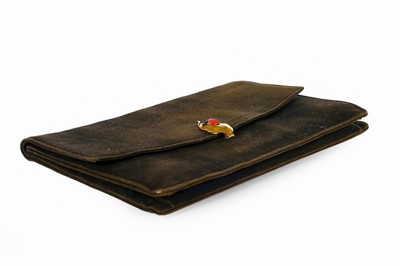 Lot 5 - A Cartier suede 'ladybird' clutch bag with 18k...