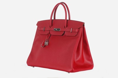Lot 9 - An Hermès rouge garance Veau Epsom leather...
