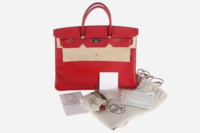 Lot 9 - An Hermès rouge garance Veau Epsom leather...