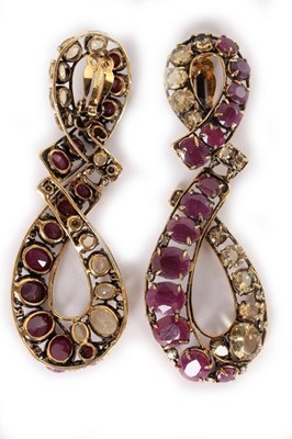 Lot 10 - A pair of Iradj Moini citrine and red corundum...