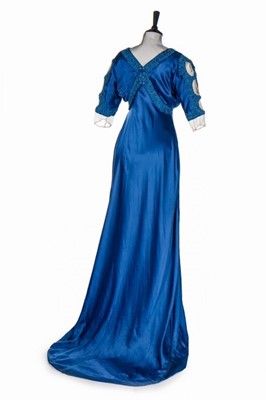 Lot 60 - A rare Liberty blue satin evening gown, circa...