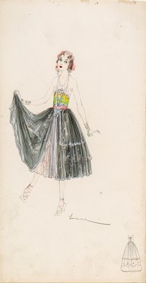 Lot 41 - Three Lucile studio fashion sketches, circa...