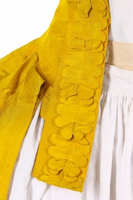 Lot 29 - A brilliant yellow silk open robe l'Anglaise,...