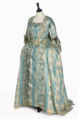 Lot 31 - A striped satin robe la Franaise, circa 1770,...
