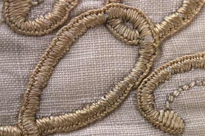 Lot 26 - An embroidered cradle cover, English, circa...