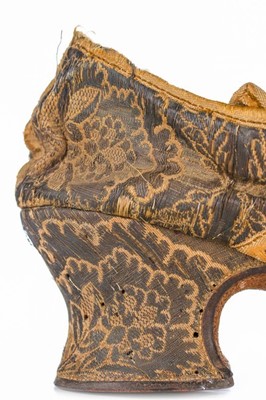 Lot 32 - A pair of brocaded silk lady's shoes, English,...