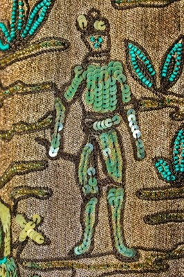 Lot 63 - An embroidered and beaded orientalist...