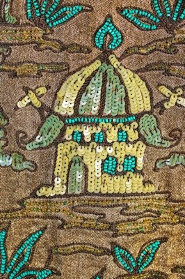Lot 63 - An embroidered and beaded orientalist...