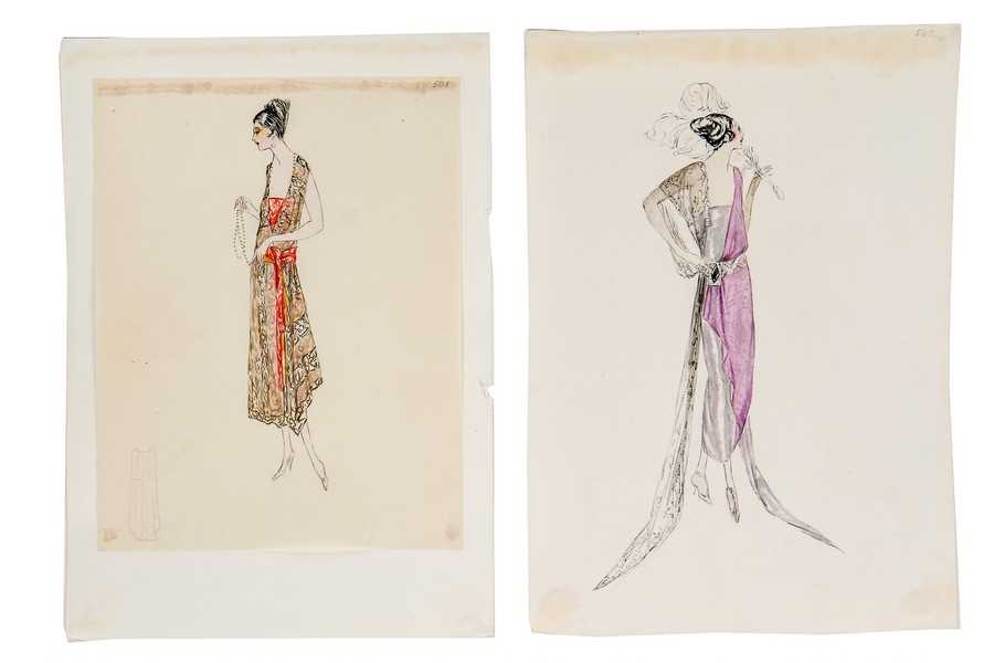 Lot 42 - Two Lucile fashion sketches, circa 1920,...