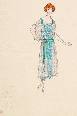Lot 43 - Three Lucile studio sketches, early 1920s,...