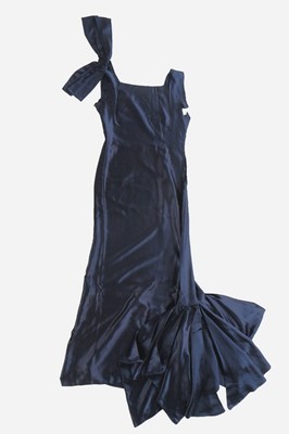 Lot 72 - A midnight blue satin bias cut ensemble of...