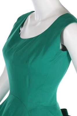 Lot 76 - A Balenciaga couture jade-green evening gown,...