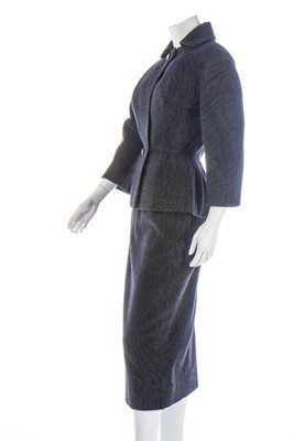 Lot 80 - A Jacques Fath couture grey wool suit, early...
