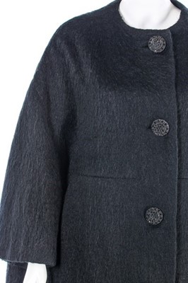 Lot 94 - A good Balenciaga couture black mohair coat,...
