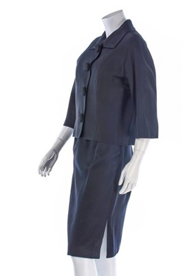Lot 96 - A Balenciaga couture black gros de Naples silk...