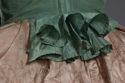 Lot 46 - A mint green taffeta bodice, circa 1780-90,...