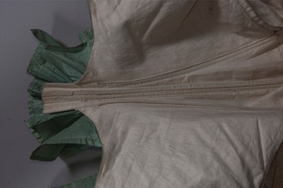 Lot 46 - A mint green taffeta bodice, circa 1780-90,...