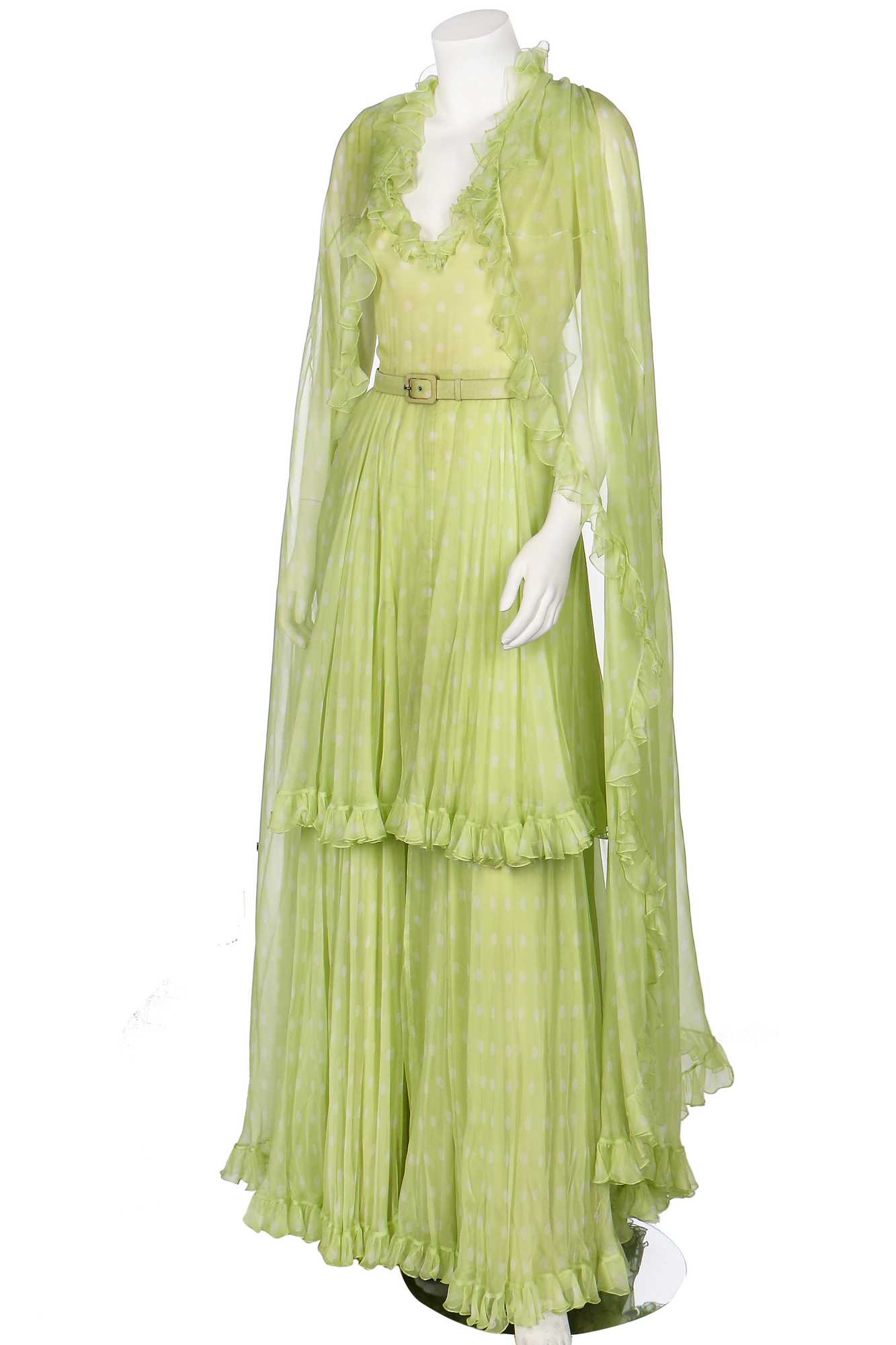 Lot 166 - A Valentino Garavani couture lime chiffon Lot 166 - A Valentino Garavani couture lime chiffon