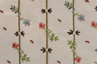 Lot 72 - An embroidered satin un-cut waistcoat panel,...