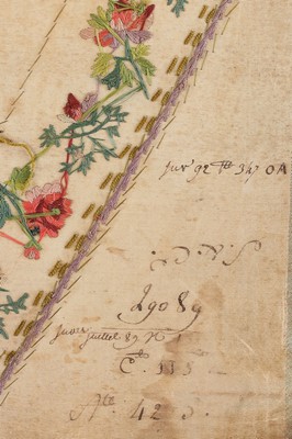 Lot 72 - An embroidered satin un-cut waistcoat panel,...