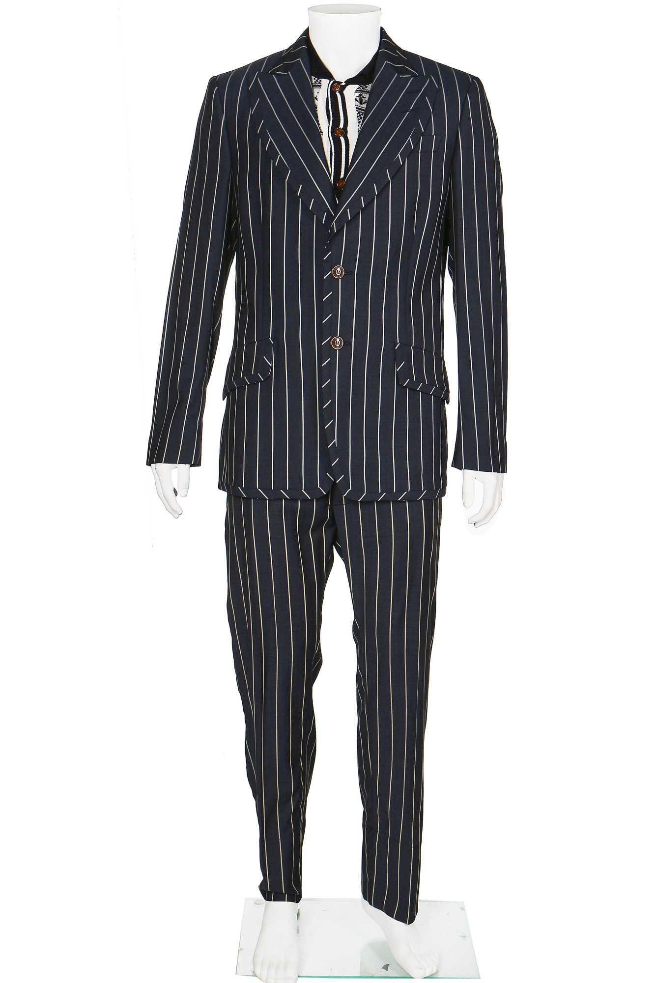 Lot 319 - A Vivienne Westwood men's navy pinstriped wool suit, 2000s