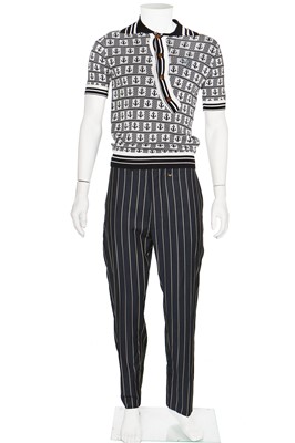 Lot 319 - A Vivienne Westwood men's navy pinstriped wool suit, 2000s