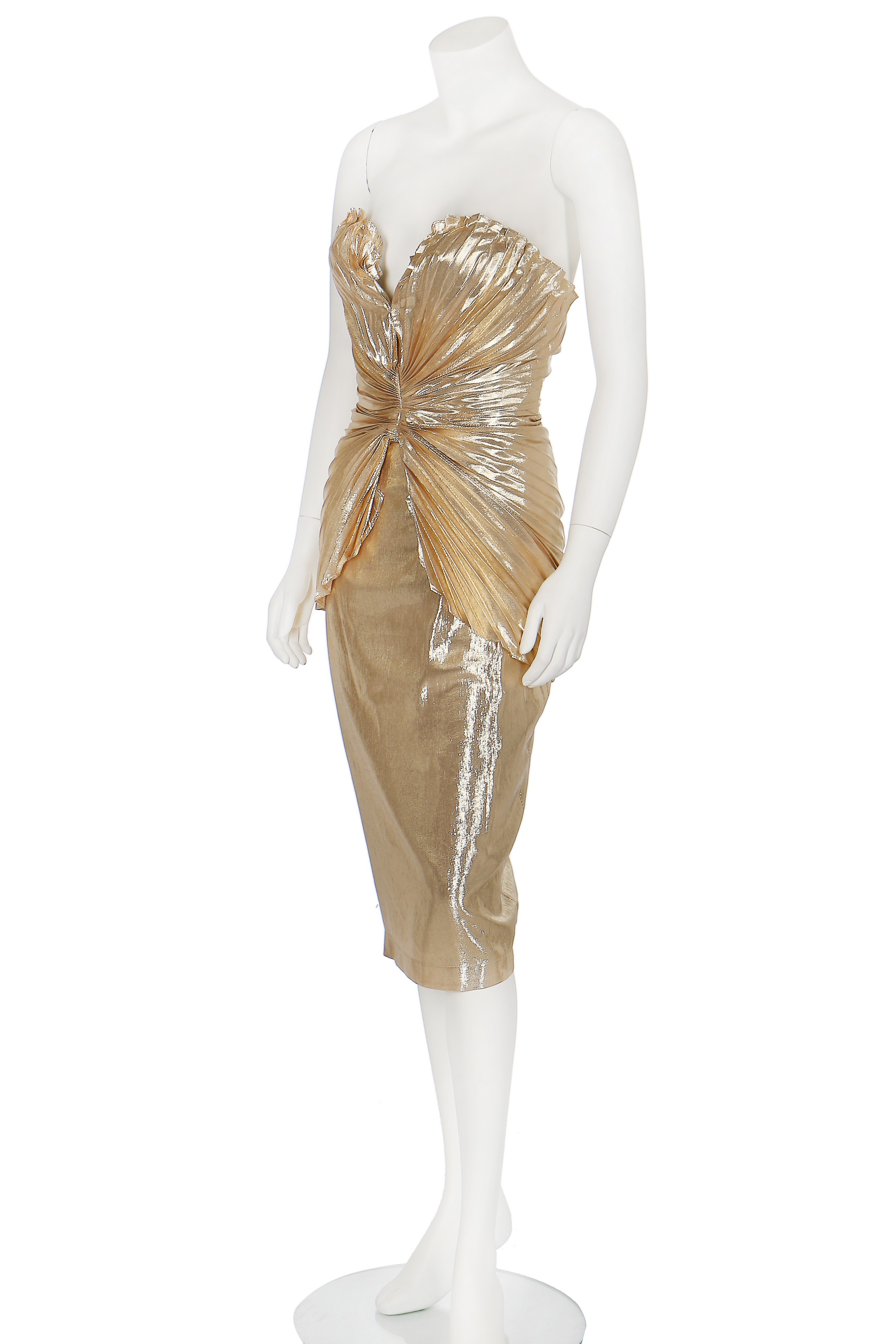 Lot 186 - A Thierry Mugler pleated gold lam cocktail