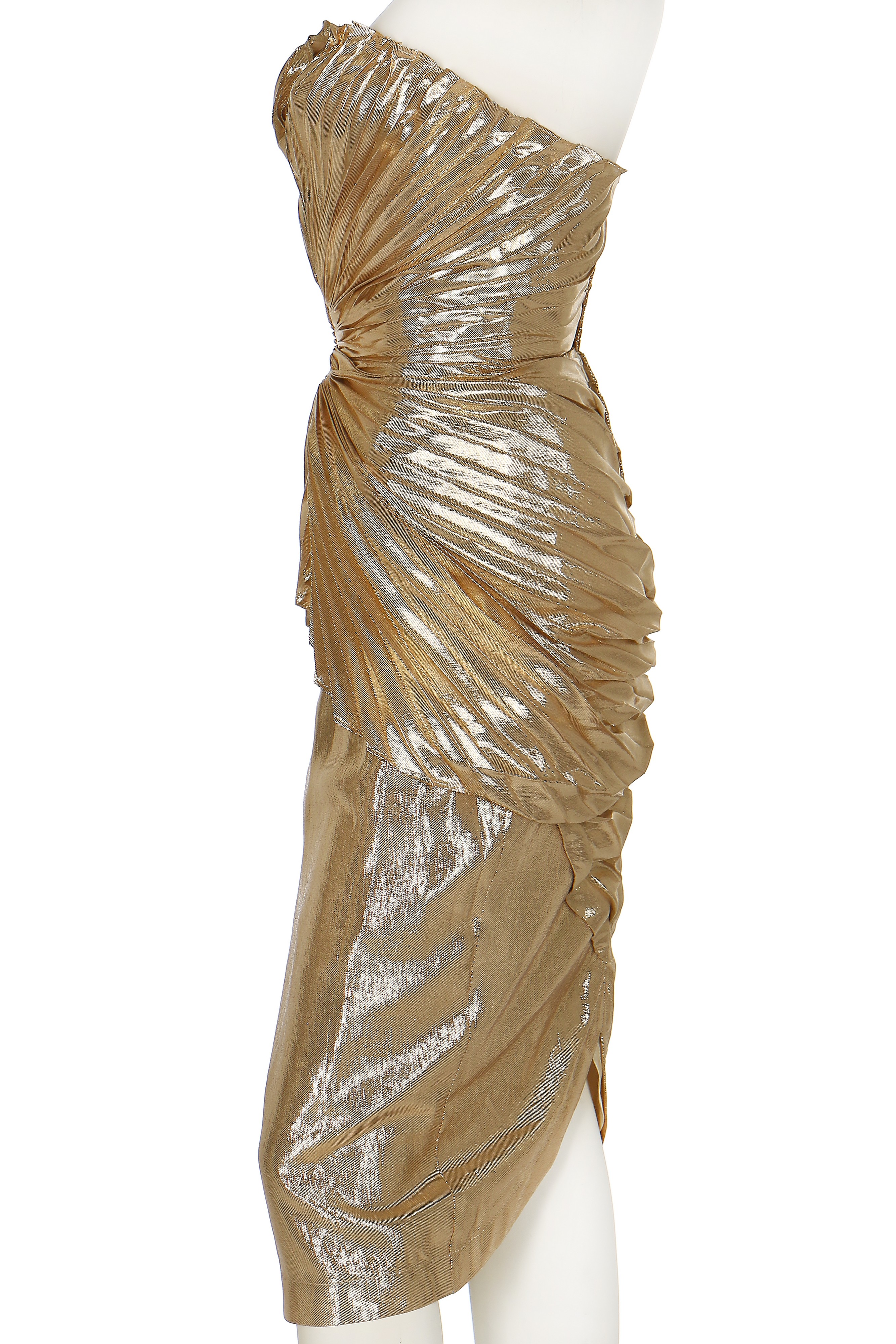 Lot 186 - A Thierry Mugler pleated gold lam cocktail