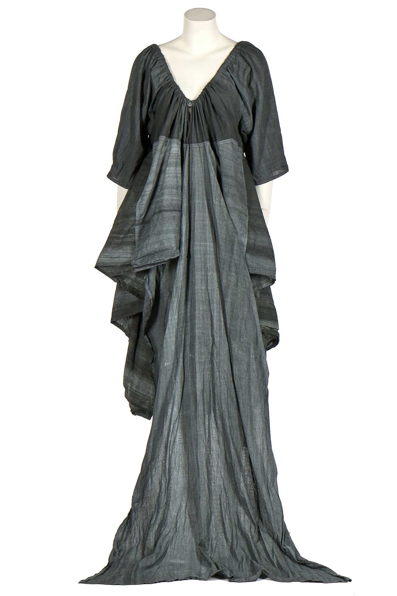 Lot 164 - A rare Westwood/McLaren grey cotton smock-dress, 'Punkature' collection, Spring-Summer 1983