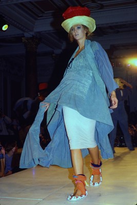 Lot 164 - A rare Westwood/McLaren grey cotton smock-dress, 'Punkature' collection, Spring-Summer 1983