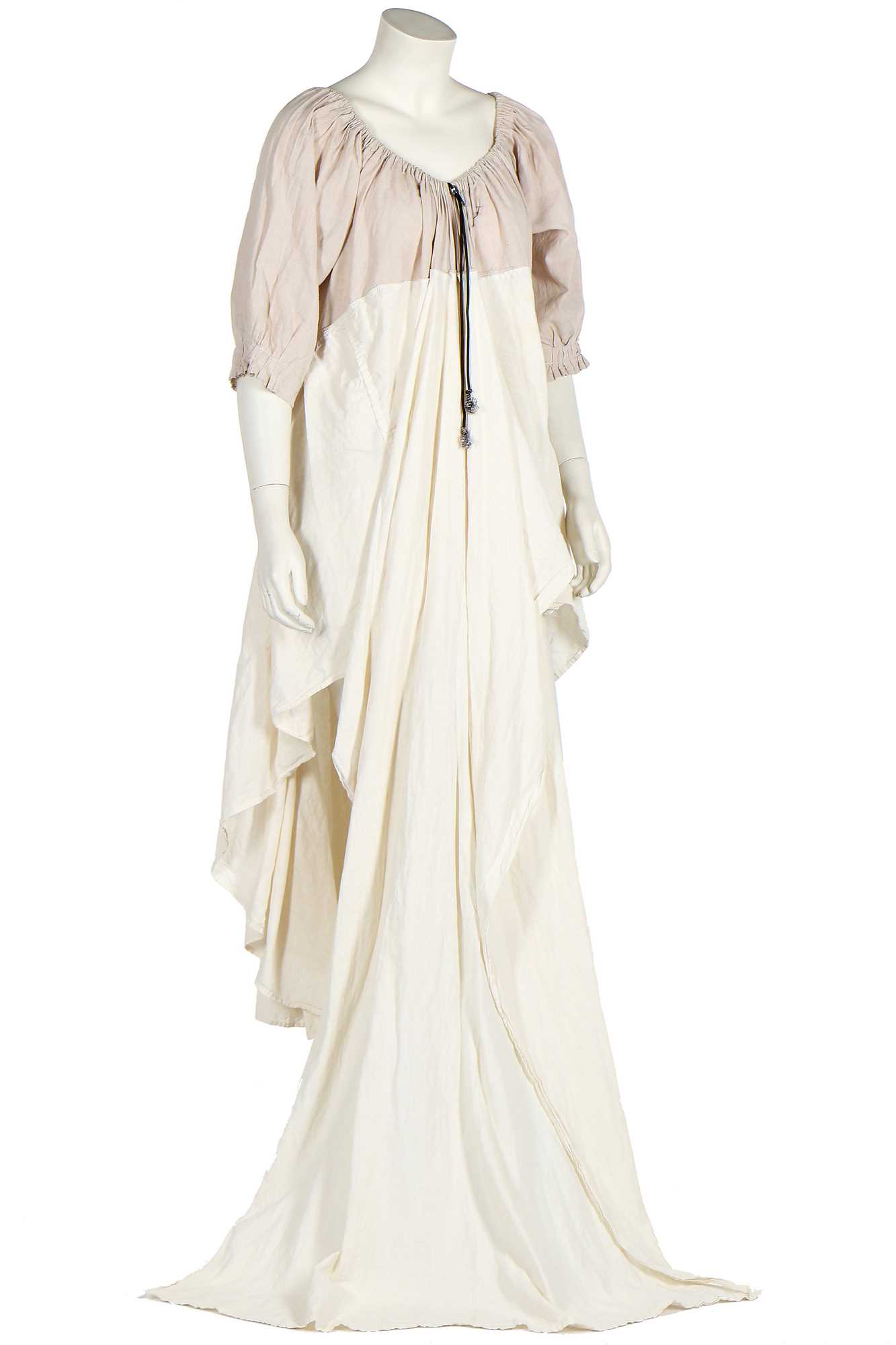 Lot 165 - A rare Westwood/McLaren off-white cotton smock-dress, 'Punkature' collection, Spring-Summer 1983