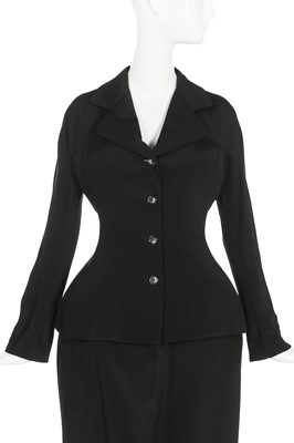 Lot 189 - A Yohji Yamamoto black silk suit with padded cuffs, 1990s