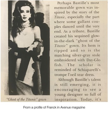 Lot 175 - A Franck Joseph Bastille 'Ghost of the Titanic' evening dress and stole, circa 1991