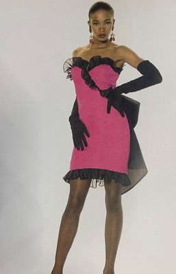 Lot 146 - An Yves Saint Laurent black silk cloqué evening gown, Autumn-Winter 1987-88