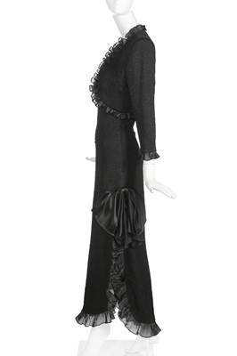 Lot 146 - An Yves Saint Laurent black silk cloqué evening gown, Autumn-Winter 1987-88