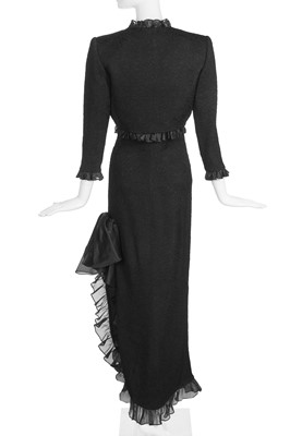 Lot 146 - An Yves Saint Laurent black silk cloqué evening gown, Autumn-Winter 1987-88